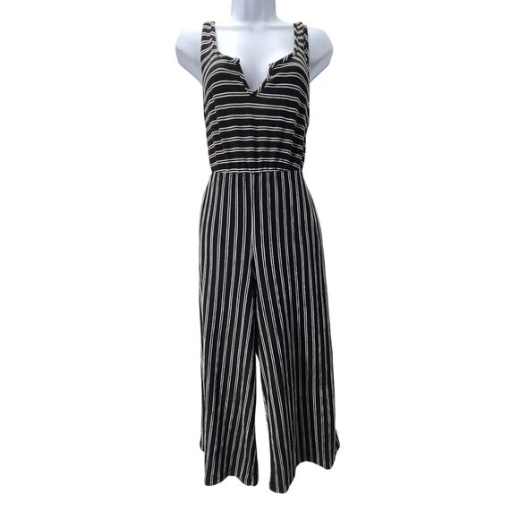 Torrid Jumpsuit Size 14/16 black/white striped Cropped Beachy Office work wear - Picture 1 of 6